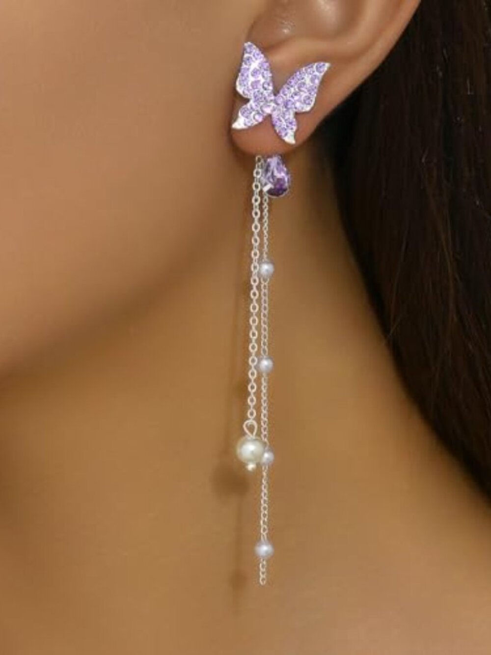 Purple Butterfly Ears for Women Dangle Long Butterfly‎ Ears Blue Butterfly